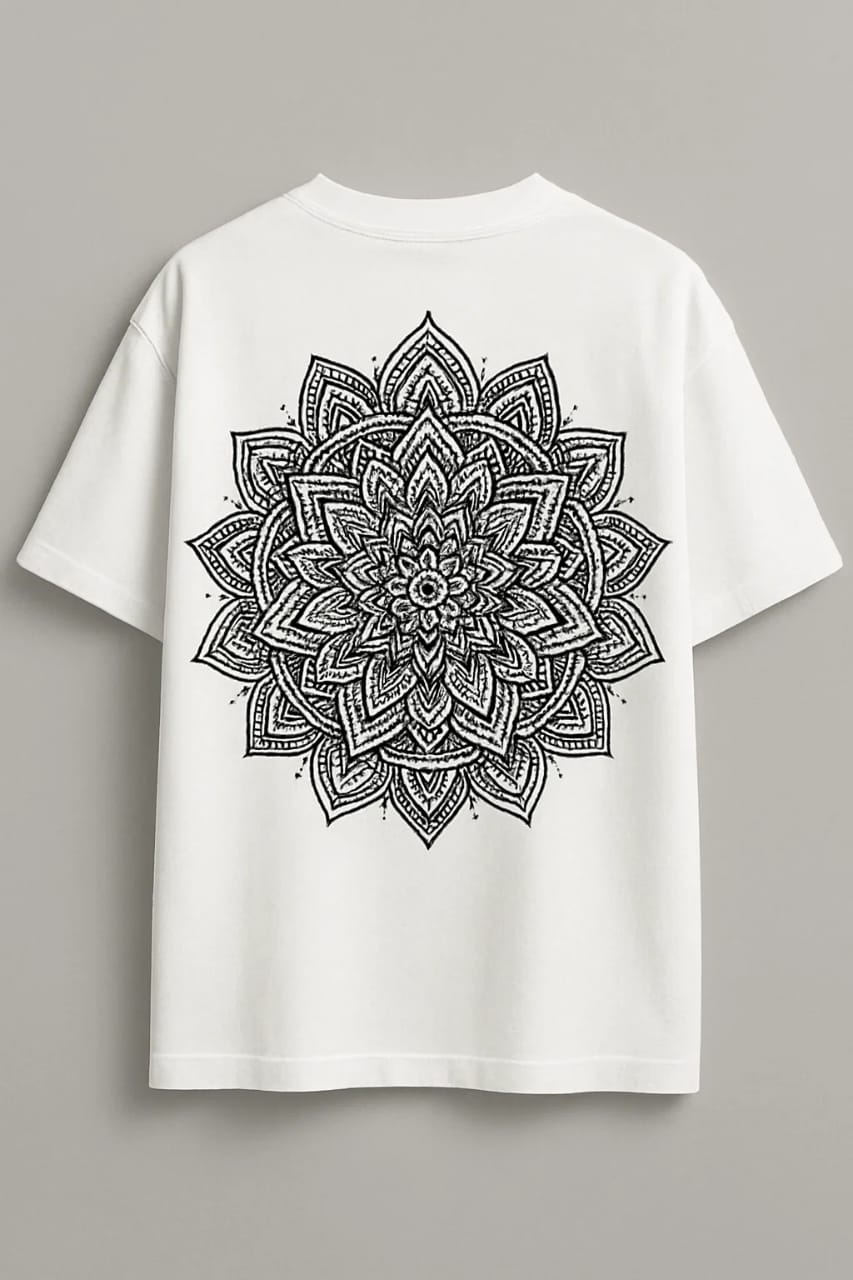 Vasthr x Mandala Art White Oversized T-Shirt