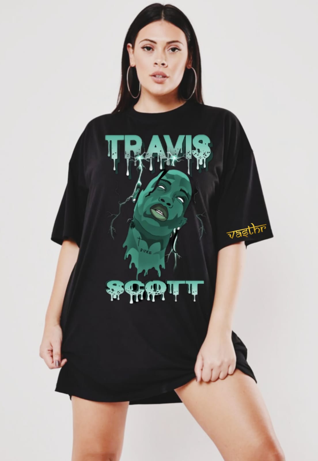 Vasthr x Travis Scott Oversized Graphic Tshirt – Black