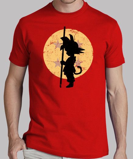 Vasthr x Cartoon Young Goku Silhouette & Dragon Ball Z T-Shirt - Red