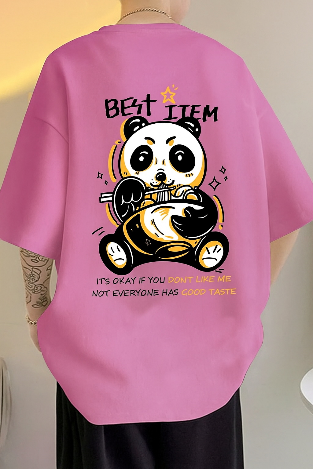Vasthr x  Anime Good Taste Panda Graphic Oversized T-Shirt - Lilac