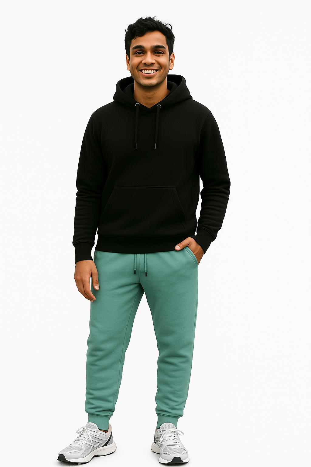 Vasthr Black Hoodie & Sage Green Jogger Combo Set – Unisex Streetwear Comfort