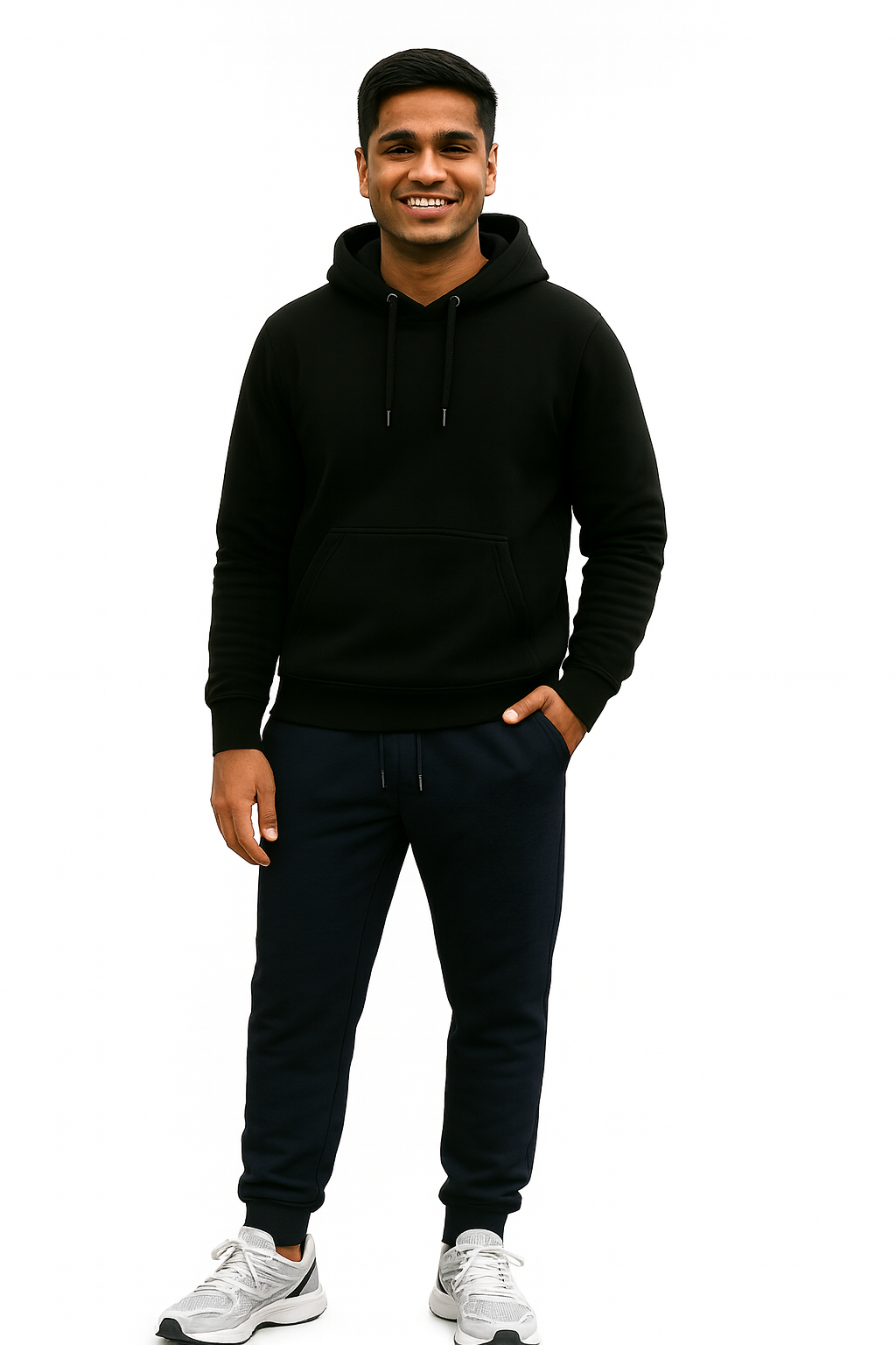 Vasthr Black Hoodie & Navy Blue Jogger Combo Set – Unisex Streetwear Comfort