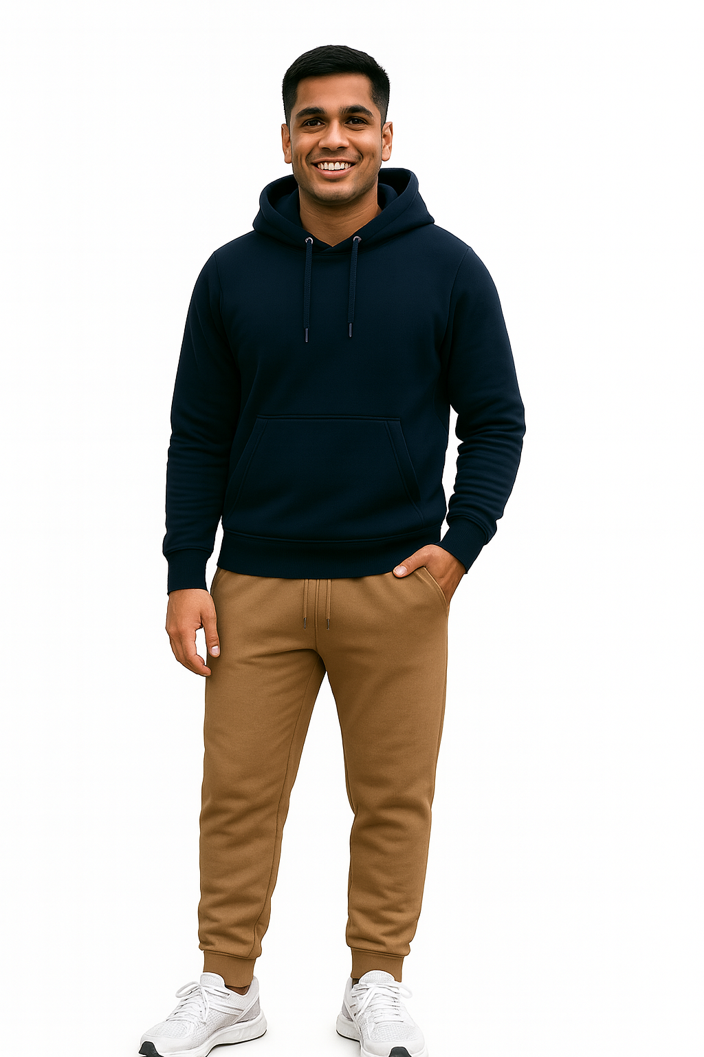 Vasthr Navy Blue Hoodie & Cafe Jogger Combo Set – Unisex Streetwear Comfort