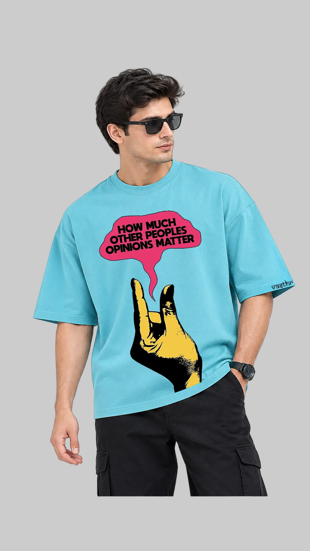 OPINIONS DON’T MATTER Oversized T-Shirt - Lagoon Blue - Vasthr