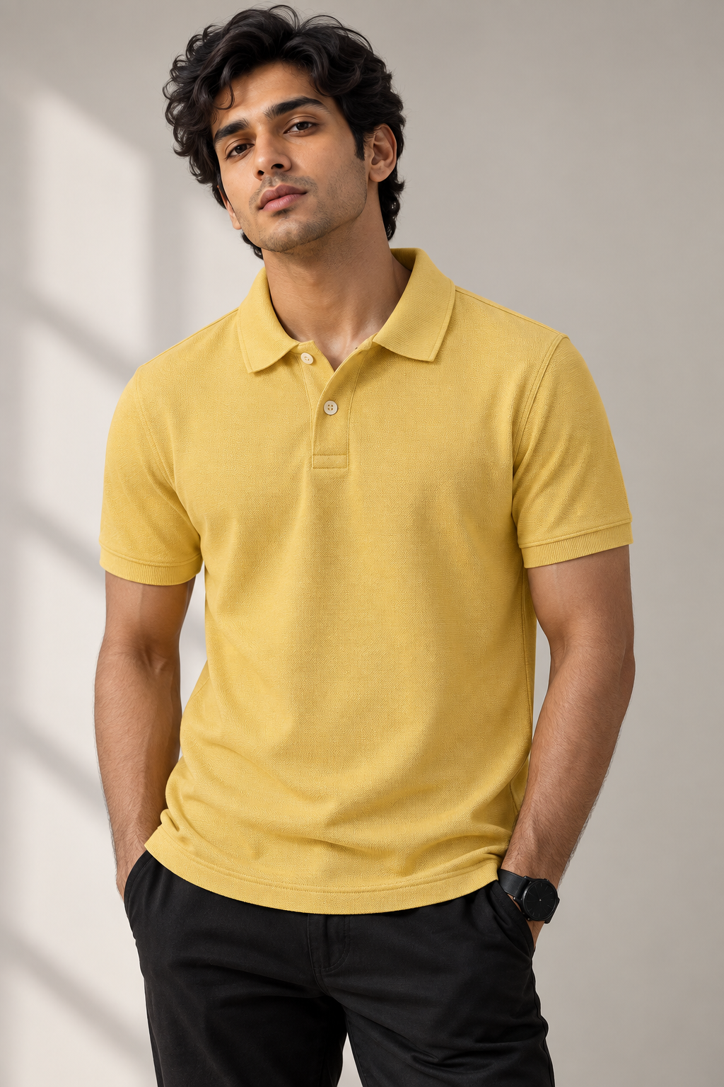 Classic Solid Yellow Polo T-Shirt - Vasthr
