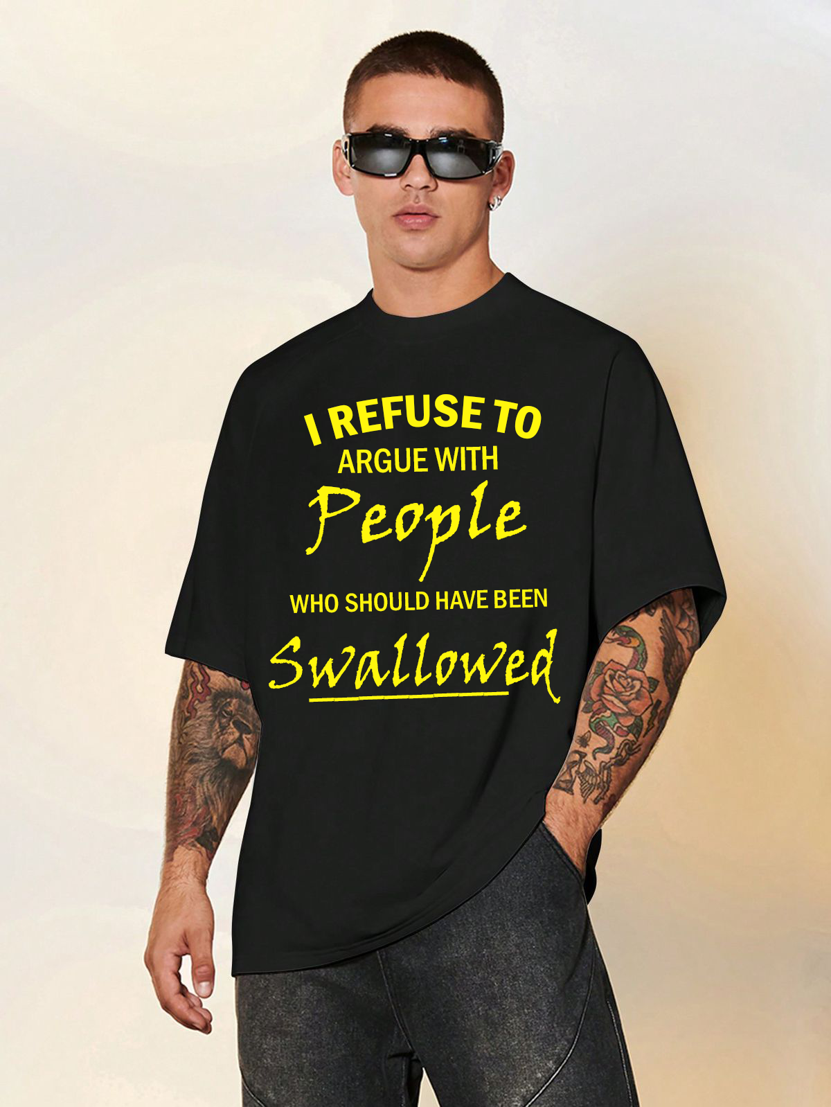 Vasthr “I Refuse To Argue With People Who Should Have Been Swallowed” Oversized T-Shirt – Savage Statement Edition