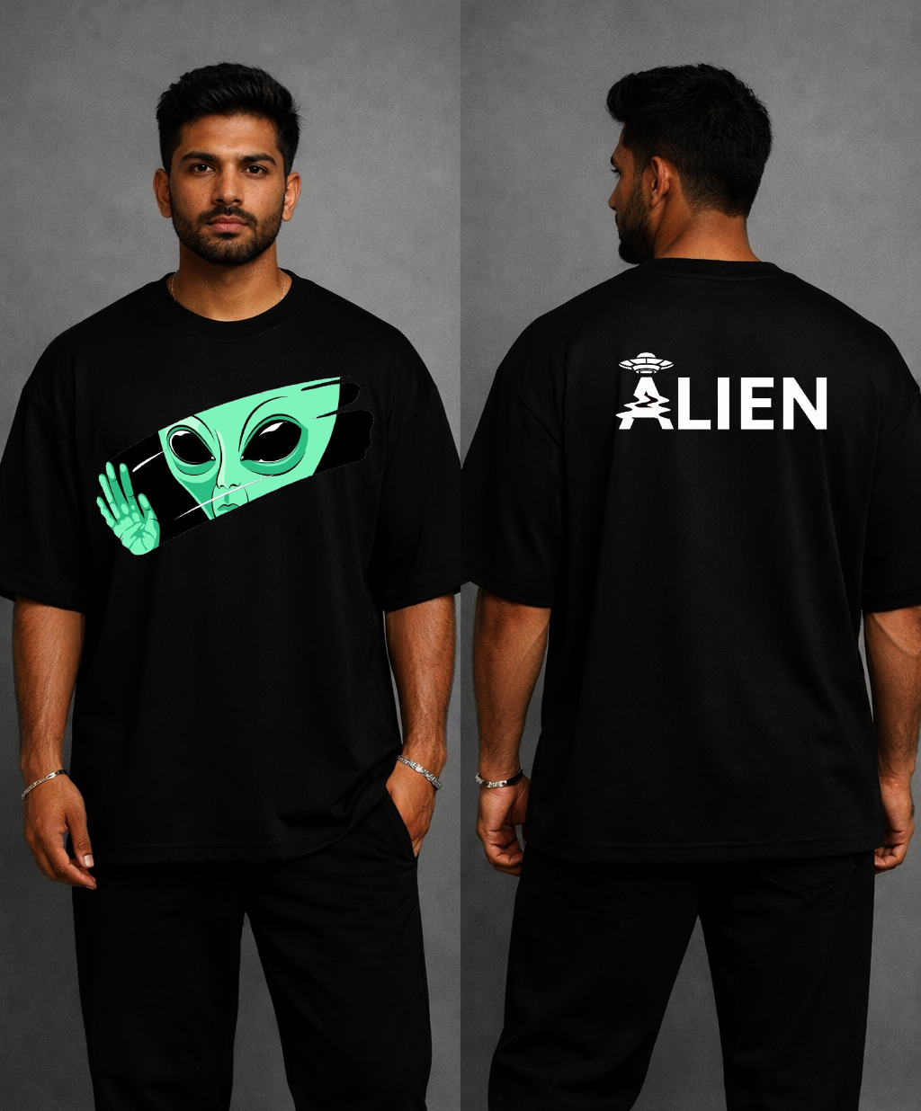 ALIEN Oversized T-Shirt – Black Edition by Vasthr