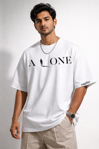ALONE Graphic Oversized T-Shirt – White - Vasthr