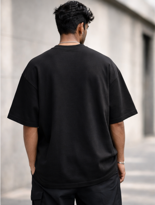 Vasthr Essential Black Oversized T-Shirt – Core Streetwear Edition