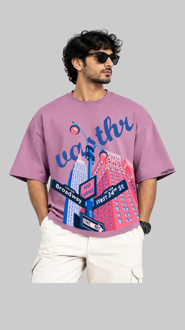 BROADWAY Oversized T-Shirt - Dusty Mauve - Vasthr