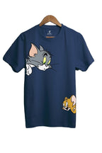 Vasthr x Cartoon Tom & Jerry Peek-A-Boo Graphic Platinum T-Shirt - Navy Blue