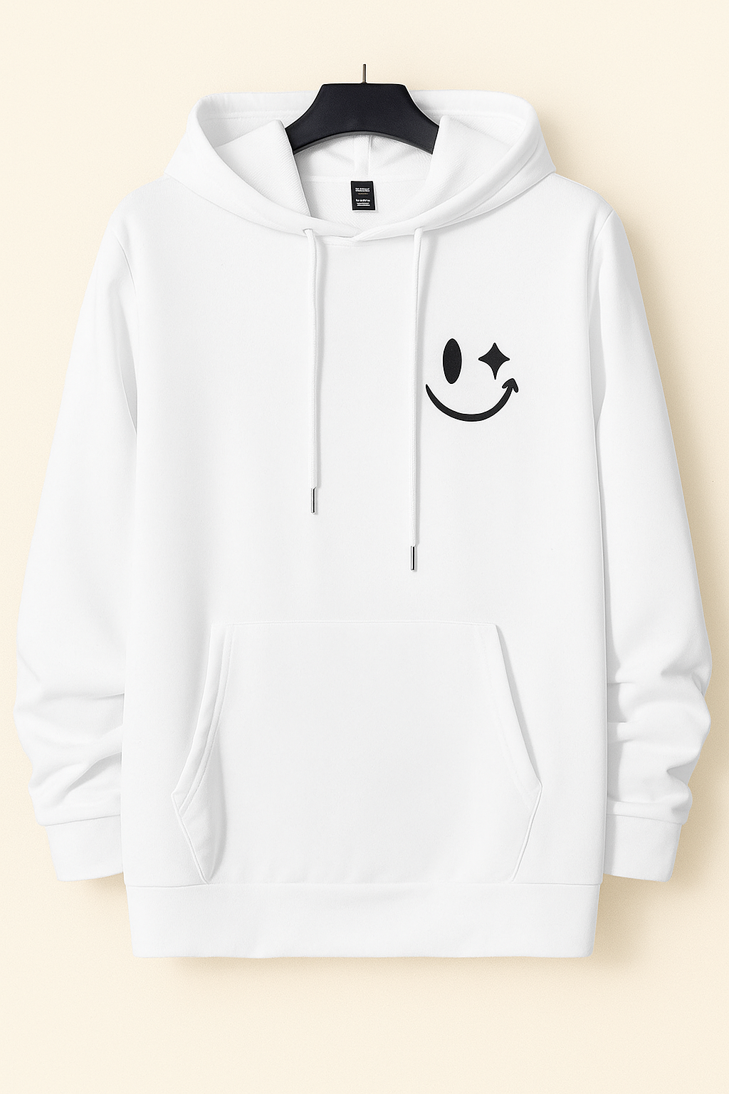 Express Yourself White Hoodie with Smiley Graphic By Vasthr