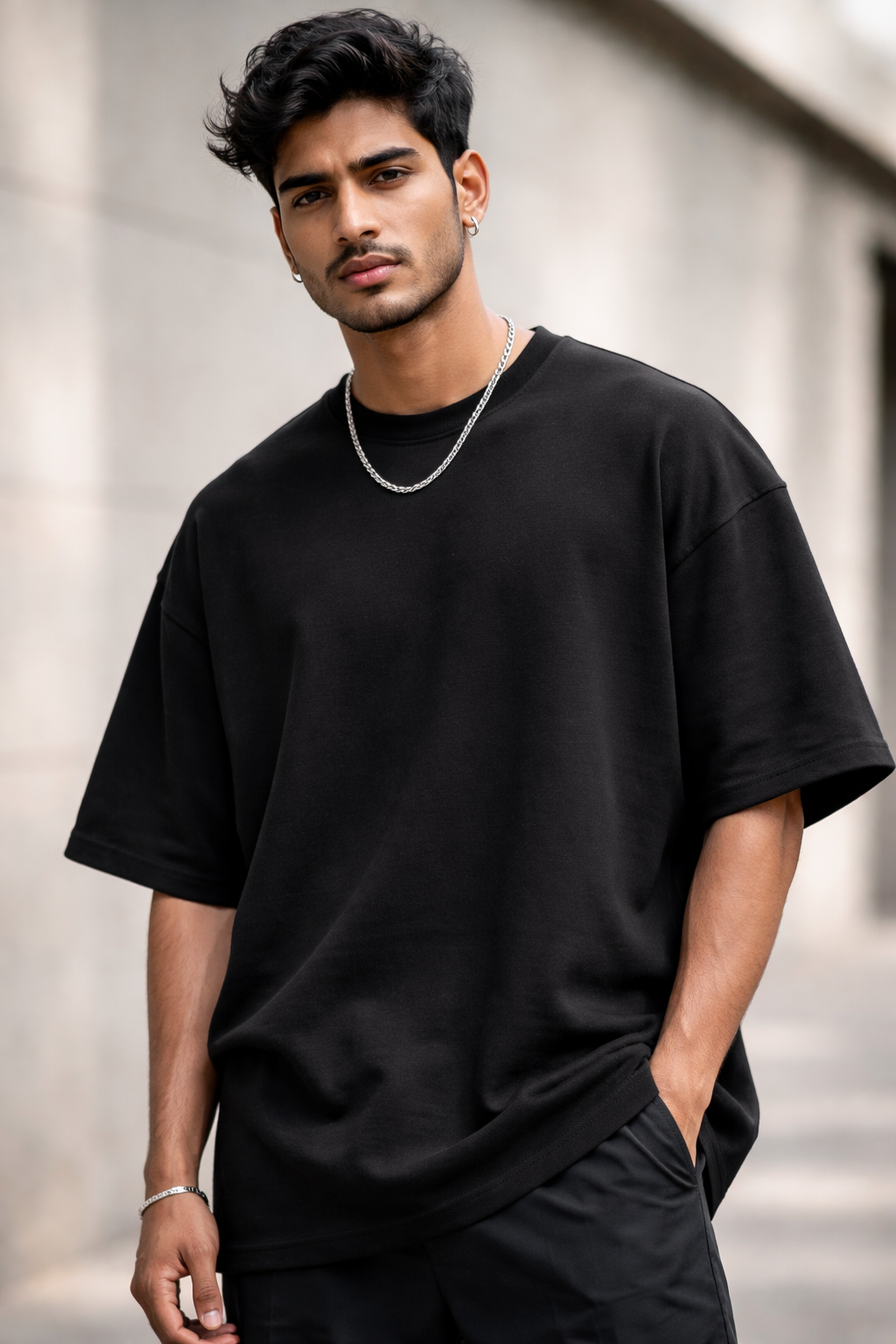Vasthr Essential Black Oversized T-Shirt – Core Streetwear Edition