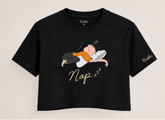 Nap Cropped T-Shirt – Black - Vasthr