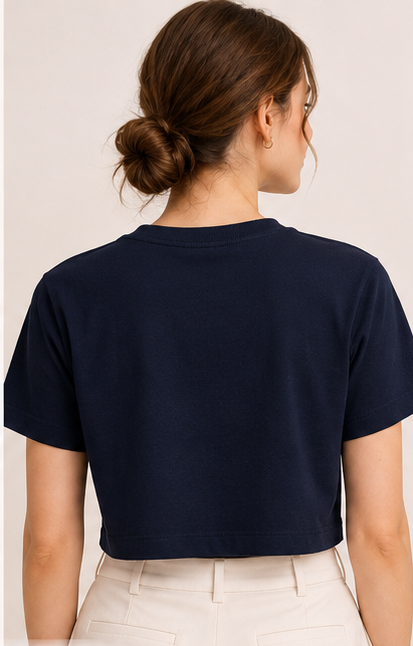 Trust the Process Butterfly Crop Top – Navy Blue by Vasthr