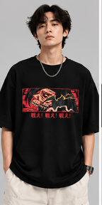 Anime Eren Titan Awakening  Oversize Tshirt – Black - Vasthr