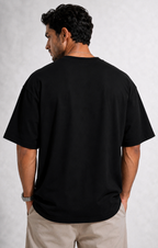 Vasthr Floral Rose Oversized T-Shirt (Black)