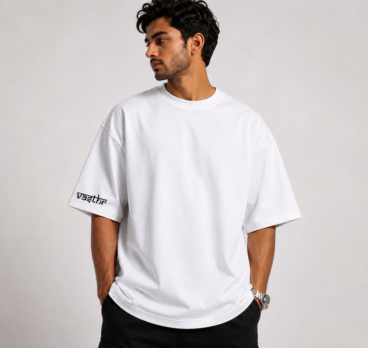 Vasthr Hooded Warrior Oversized T-Shirt – White