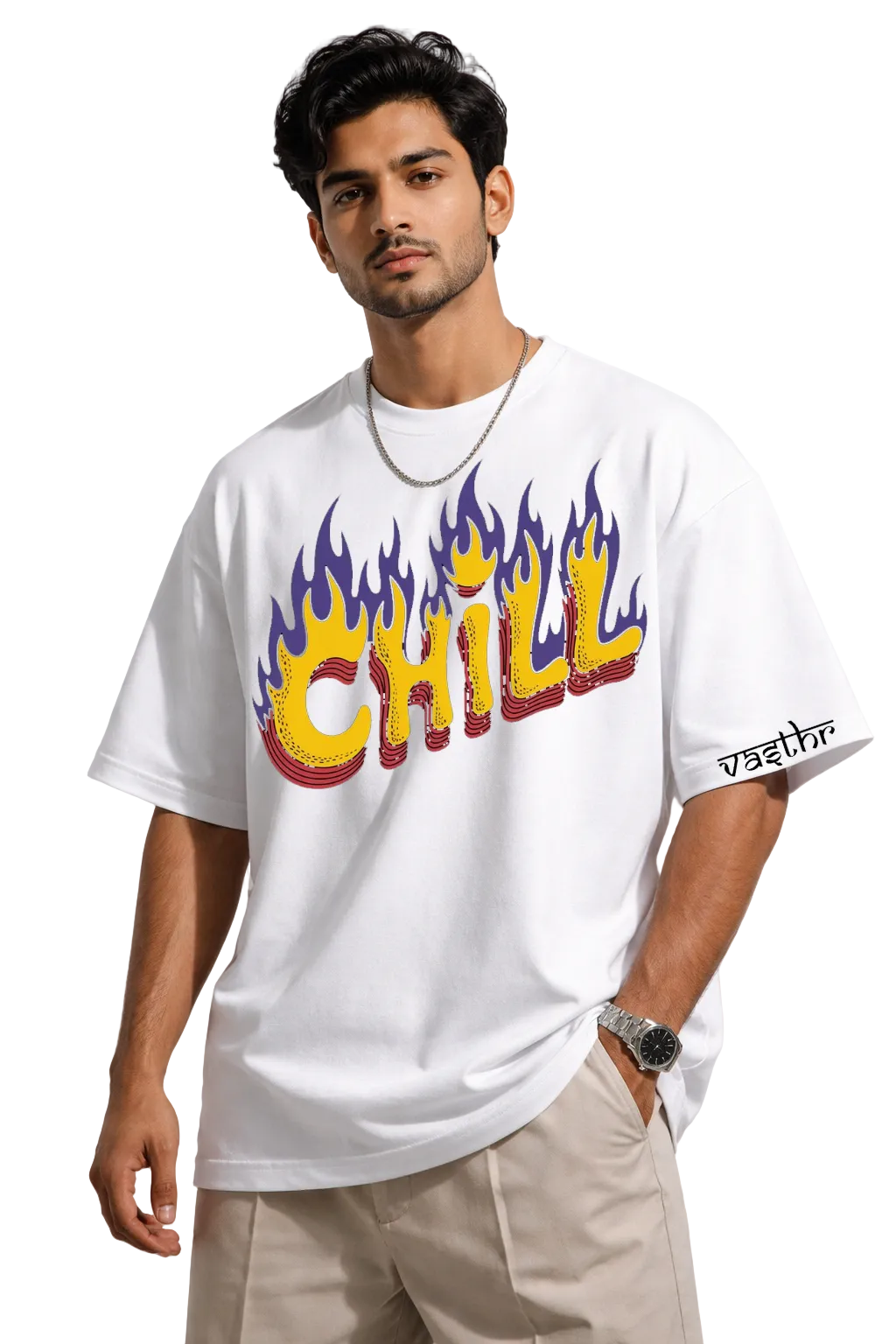 Vasthr CHILL Flame Oversized T-Shirt – Relaxed Heat Edition