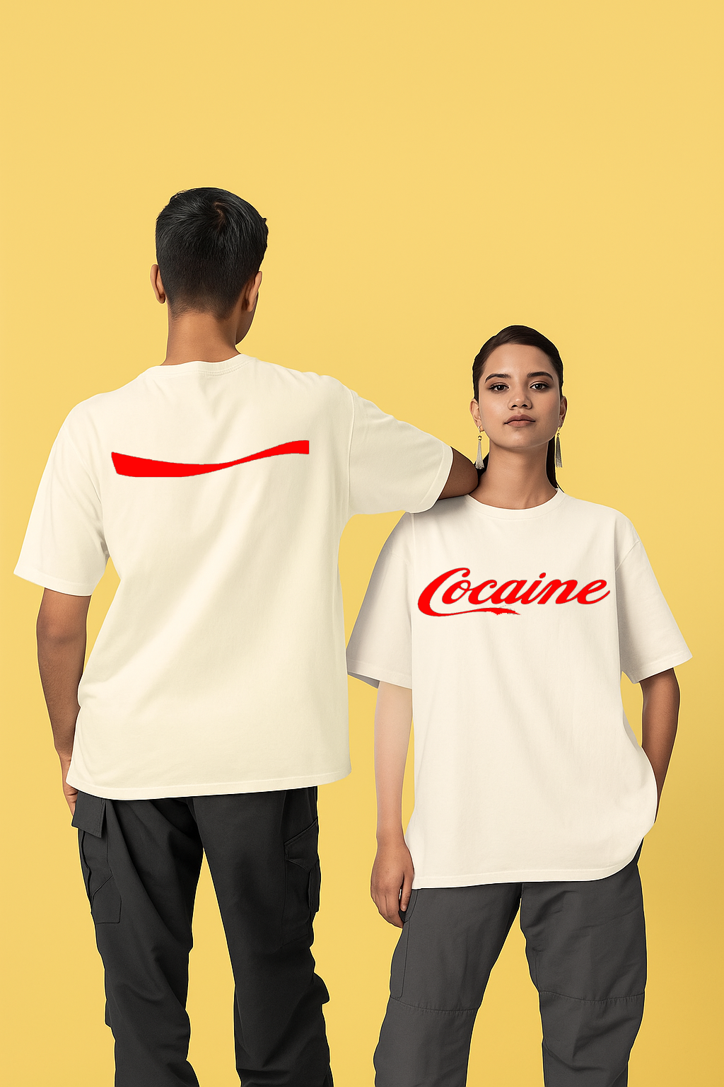 COCAINE Bold Red Print Oversized Unisex T-Shirt – Black | Streetwear Edition by Vasthr