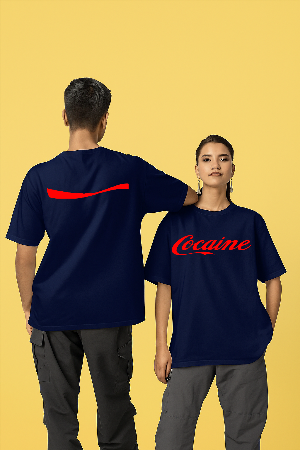 COCAINE Bold Red Print Oversized Unisex T-Shirt – Black | Streetwear Edition by Vasthr
