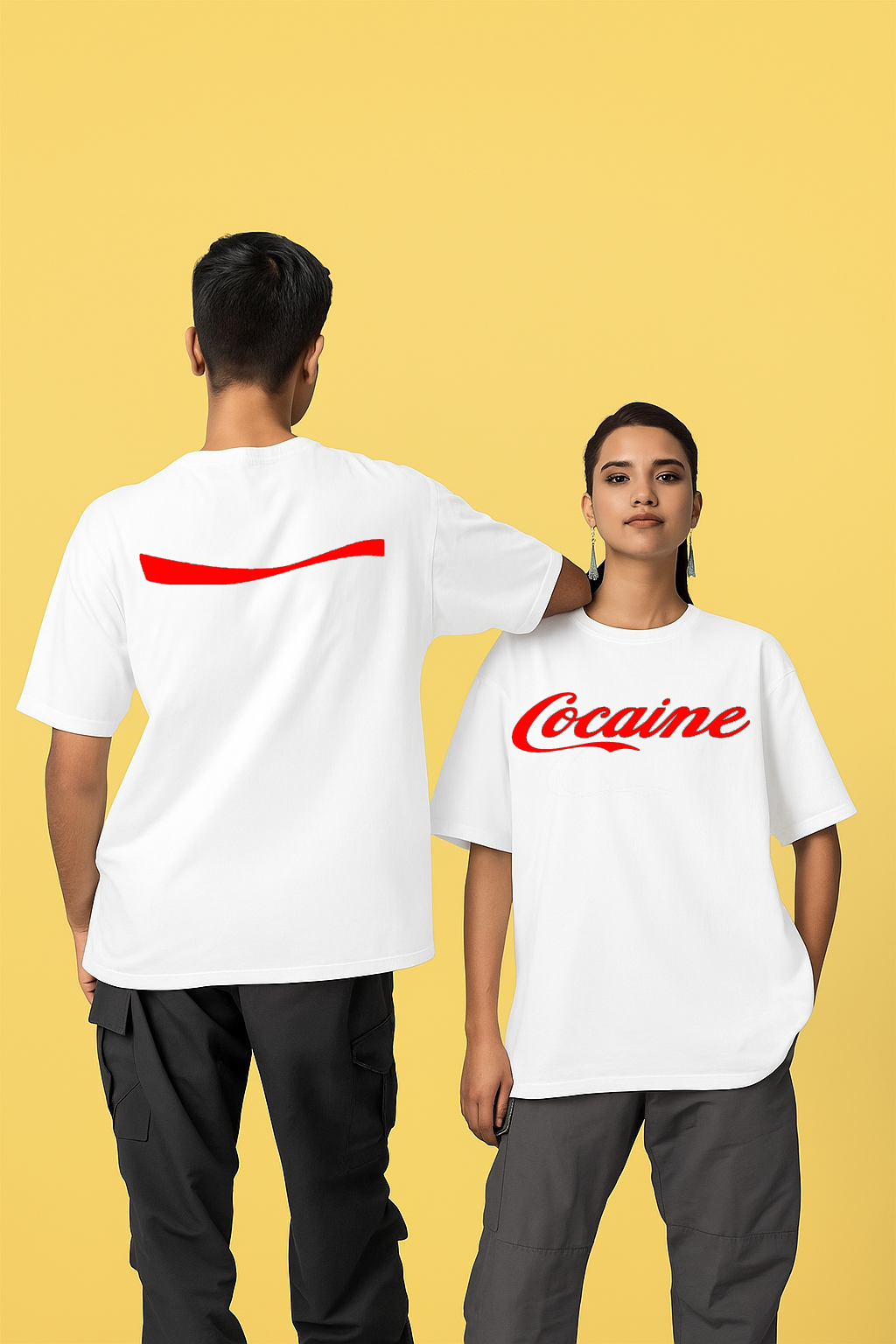 COCAINE Bold Red Print Oversized Unisex T-Shirt – Black | Streetwear Edition by Vasthr