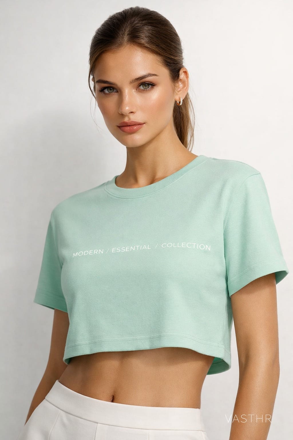 Modern Essential Mint Crop Top for Women – Minimal Streetwear Edition by Vasthr