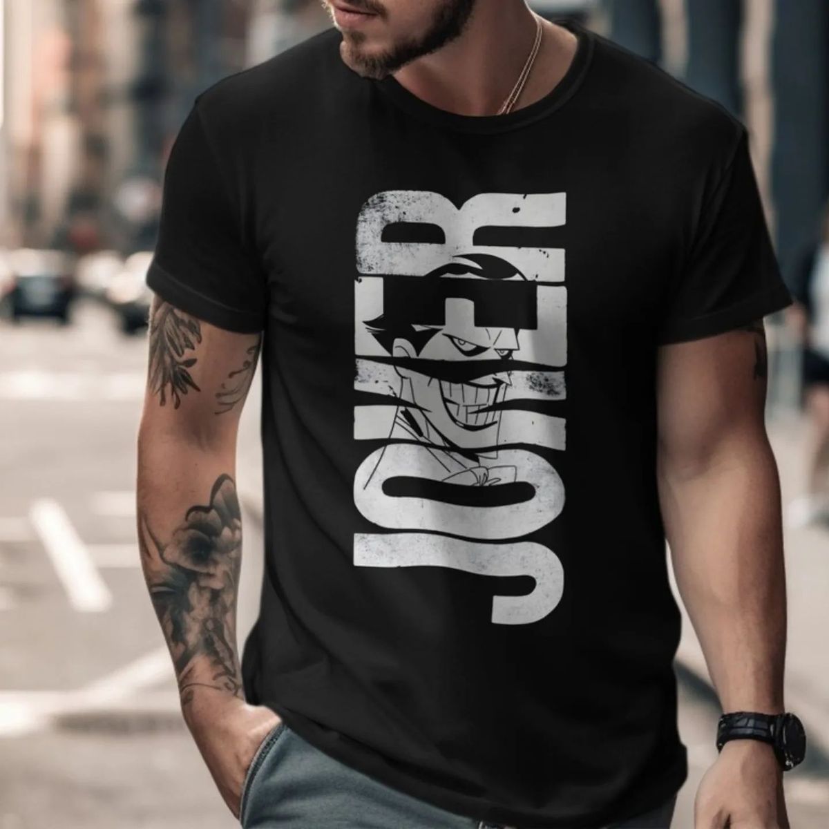 Vasthr x DC The Joker Vertical Grunge Graphic T-Shirt