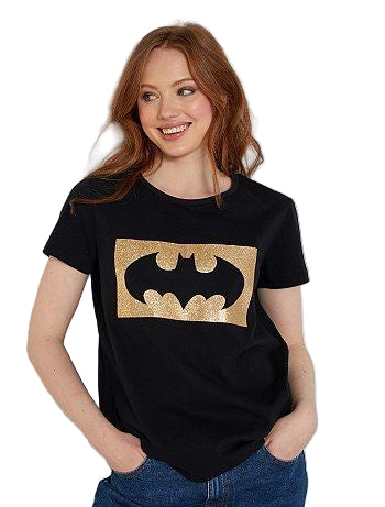 Vasthr x DC Women's Glitter Batman Logo T-Shirt