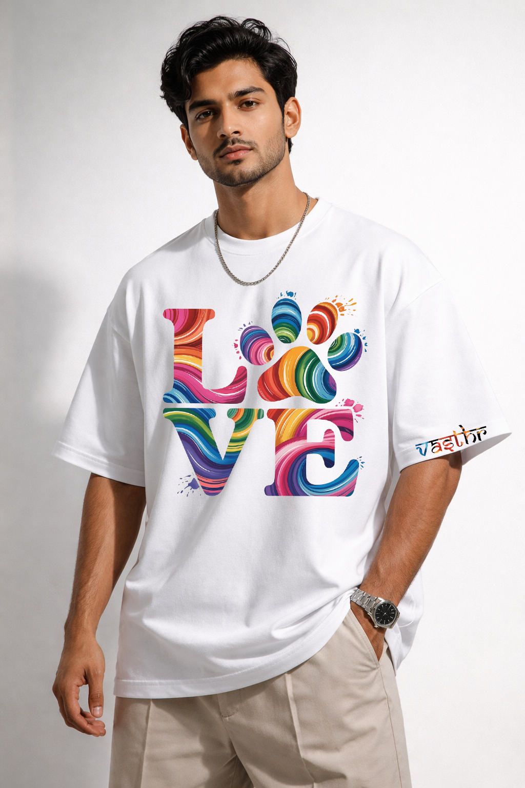 Vasthr “Paw Love” Oversized T-Shirt (White)