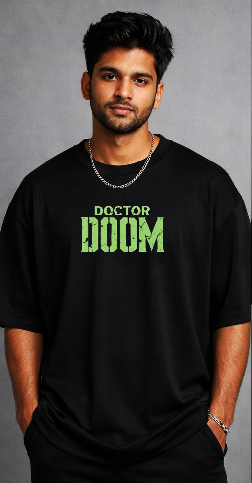 Dr. DOOM Oversized Graphic T-Shirt – Black by Vasthr