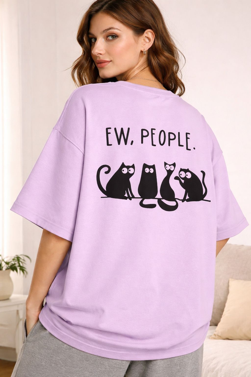 “EW. PEOPLE.” Oversized T-Shirt – Lilac by Vasthr