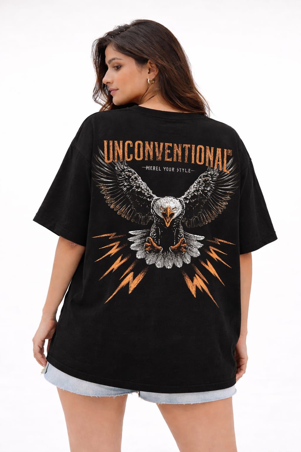 Unconventional Oversized T-Shirt – Rebel Eagle Edition – Black by Vasthr