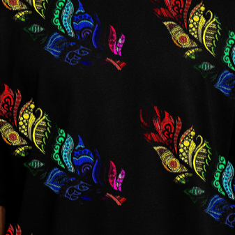 Vasthr Spectrum Feather Oversized T-Shirt – Black by Vasthr