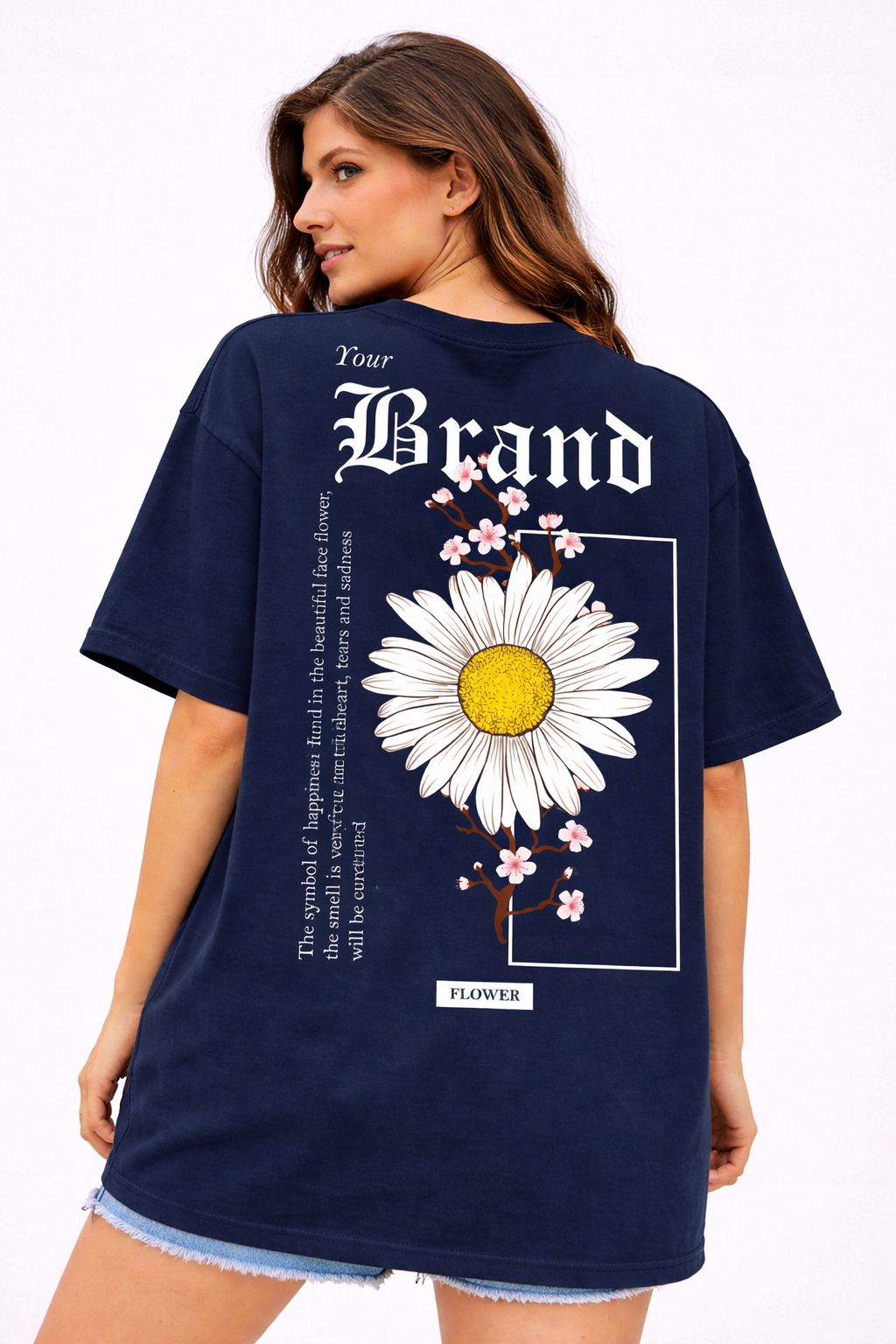 Bloom Script Oversized T-Shirt – Daisy Edition by Vasthr