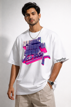 Vasthr GTA Vice City Neon Retro Oversized T-Shirt (White)