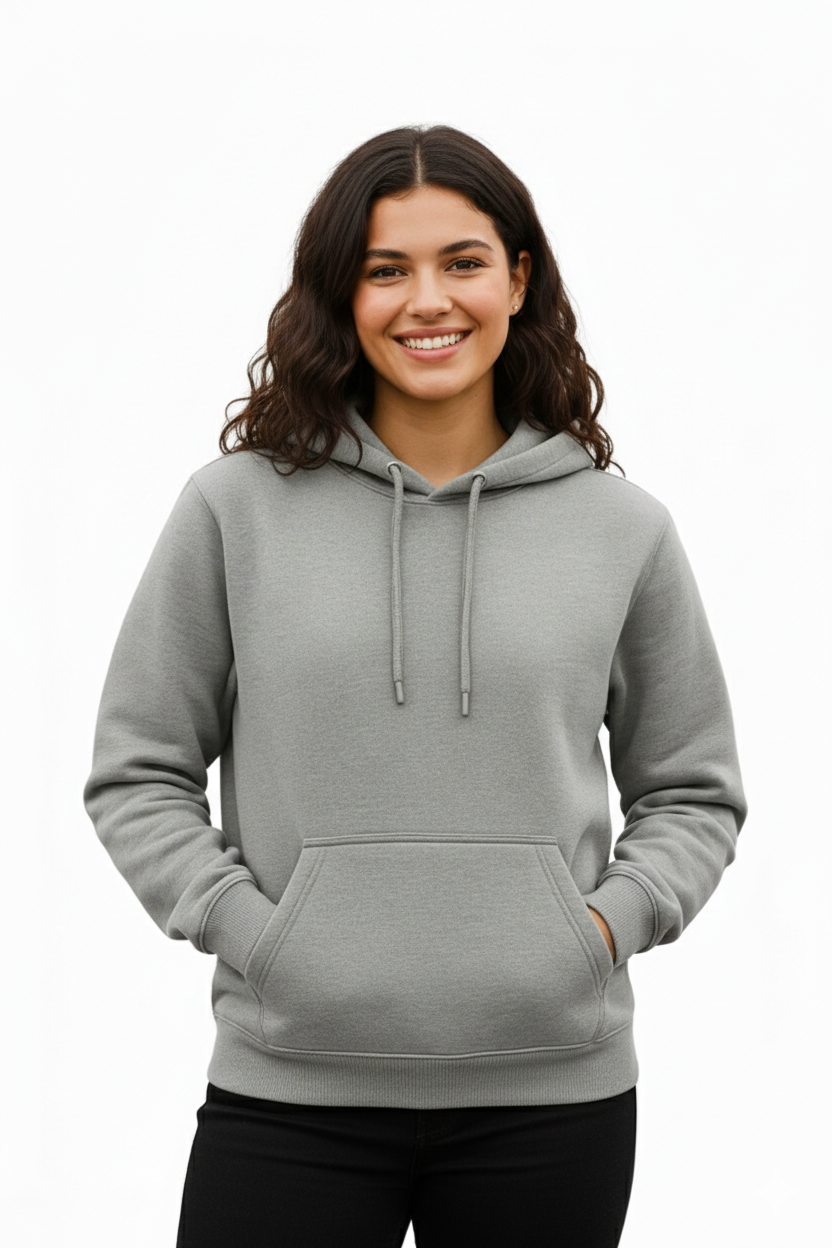 Vasthr Classic Grey Hoodie – Unisex Cotton Fleece Streetwear