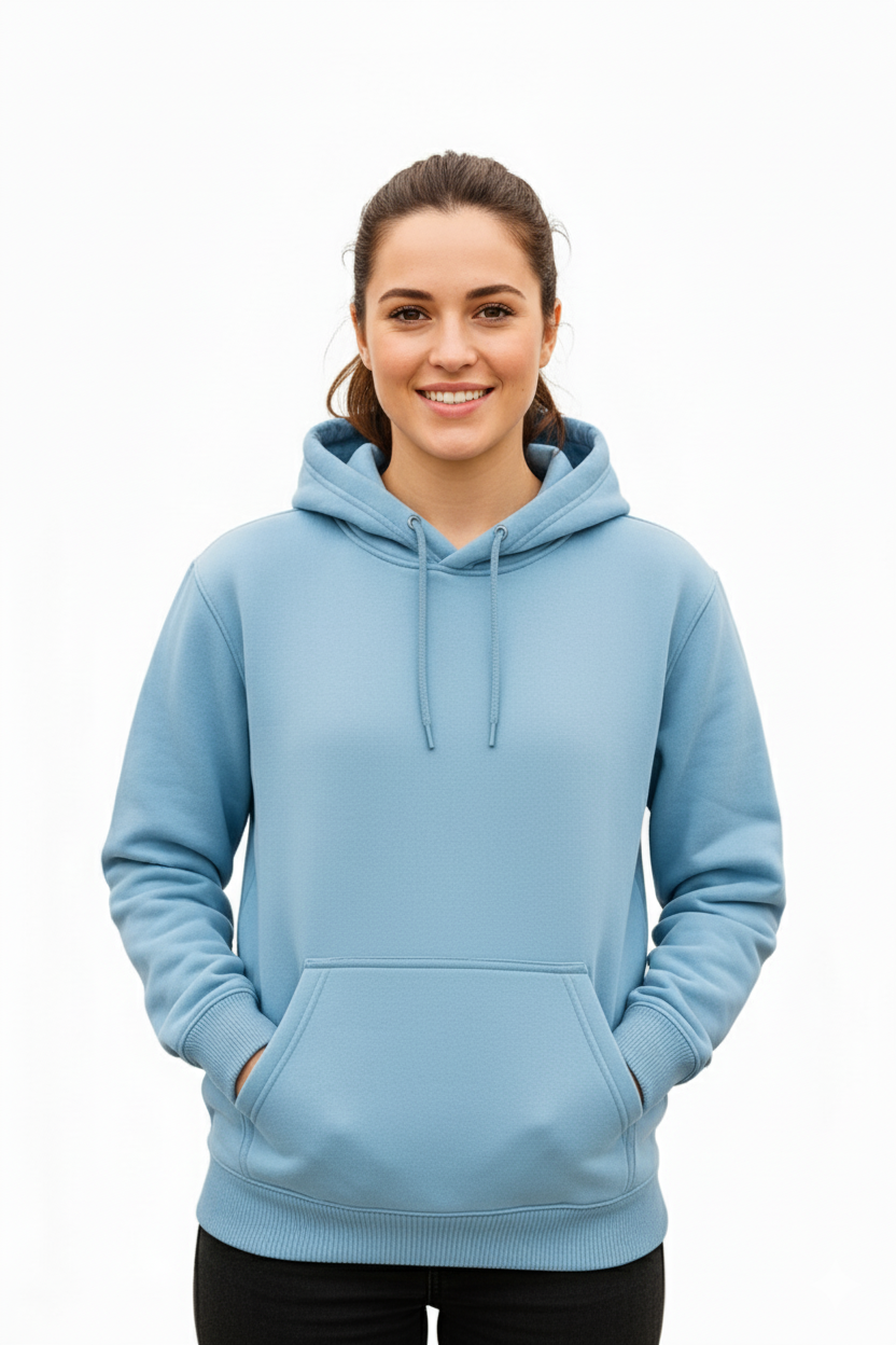 Vasthr Classic Baby Blue  Hoodie – Unisex Cotton Fleece Streetwear