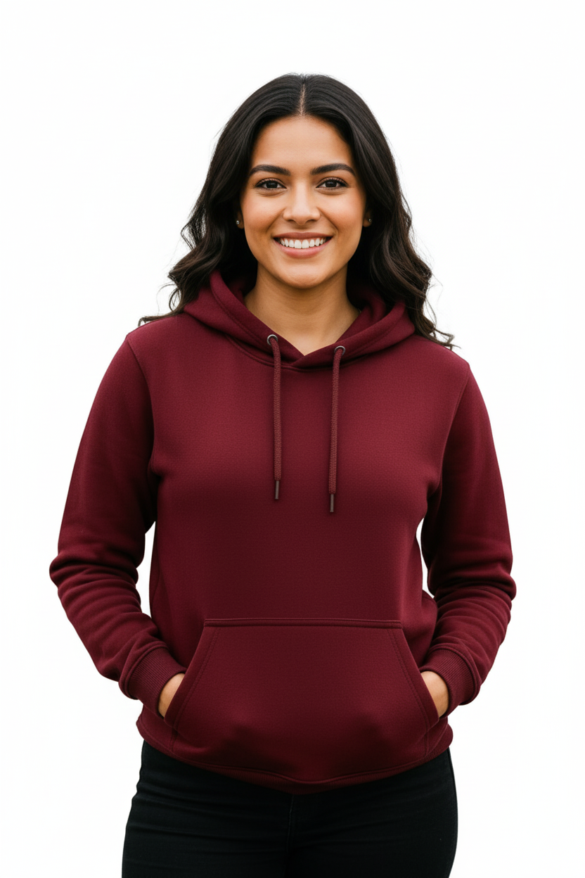 Vasthr Classic Maroon Hoodie – Unisex Cotton Fleece Streetwear