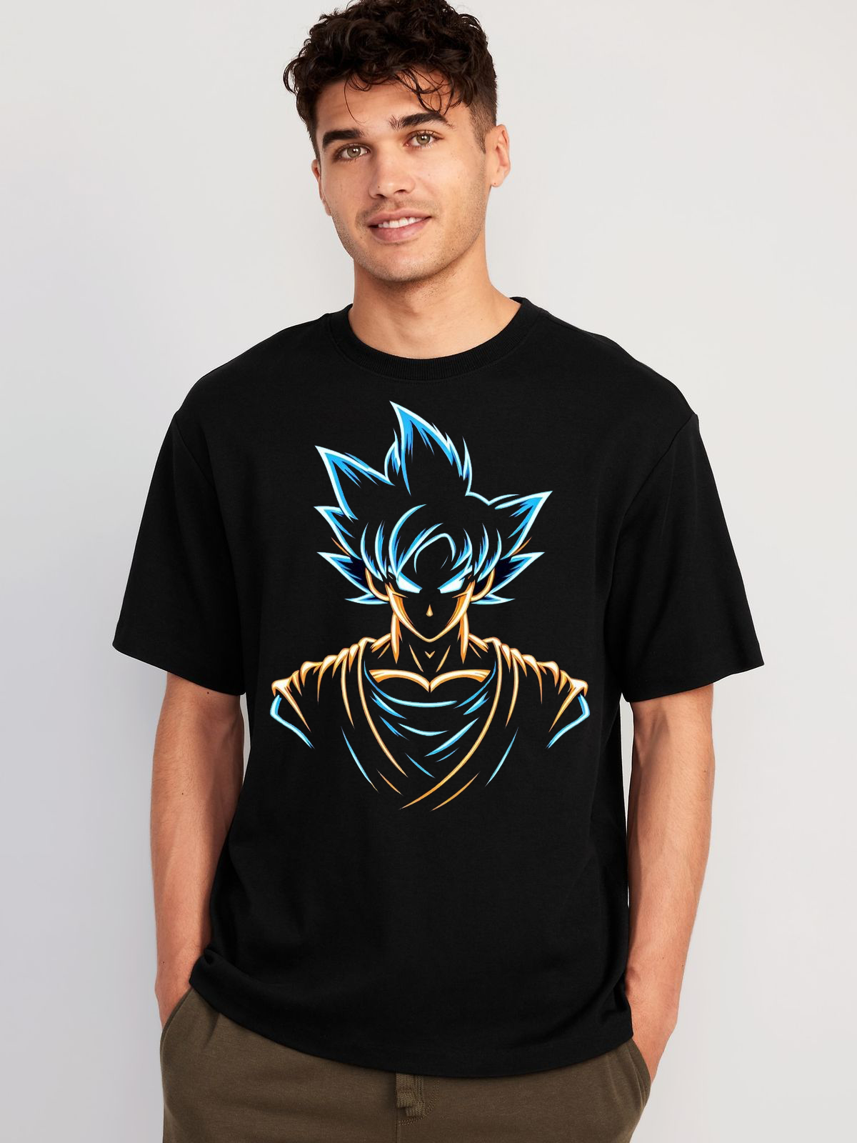 GOKU GLOW Oversized Unisex T-Shirt – Black Anime Streetwear by Vasthr