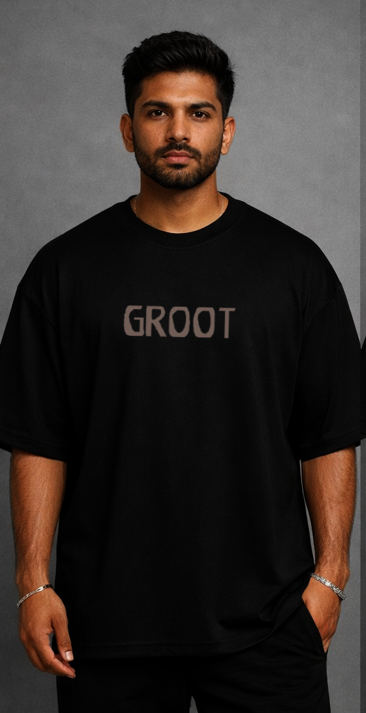 Groot Oversized T-Shirt – Cosmic Guardian Edition – Black by Vasthr