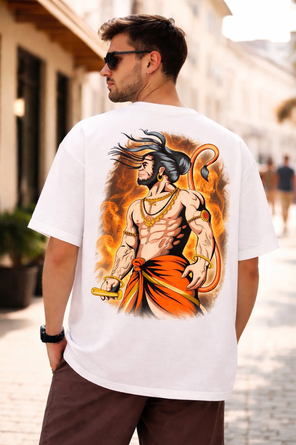 Hanuman Oversized T-Shirt – Fiery Warrior Edition by Vasthr