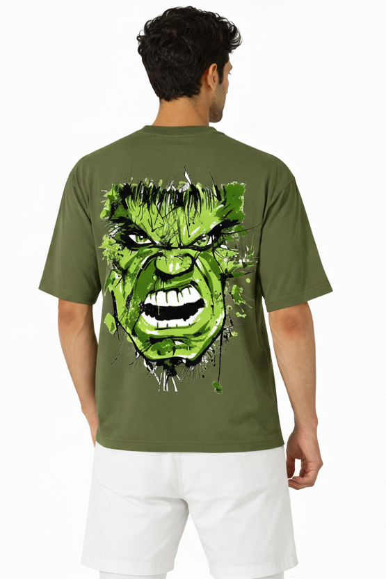 Hulk Graphic Oversized T-Shirt – Olive Green by Vasthr