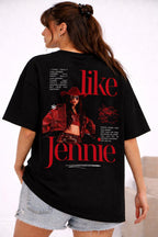 “Like Jennie” Oversized Graphic T-Shirt – Black by Vasthr