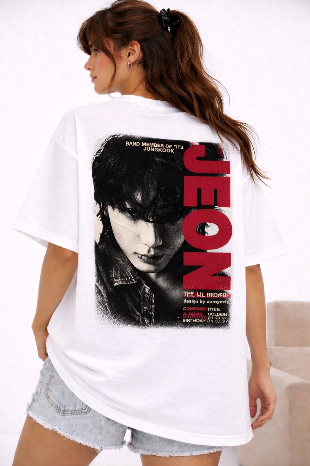 K-Pop Inspired Oversized Graphic T-Shirt – White by Vasthr