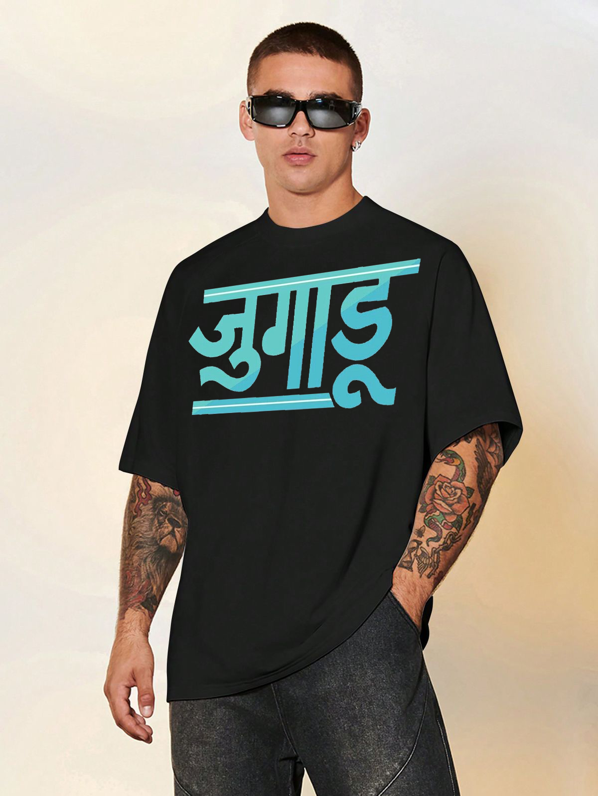 Jugaadu Graphic T-Shirt for Men – Desi Hustle Streetwear by Vasthr