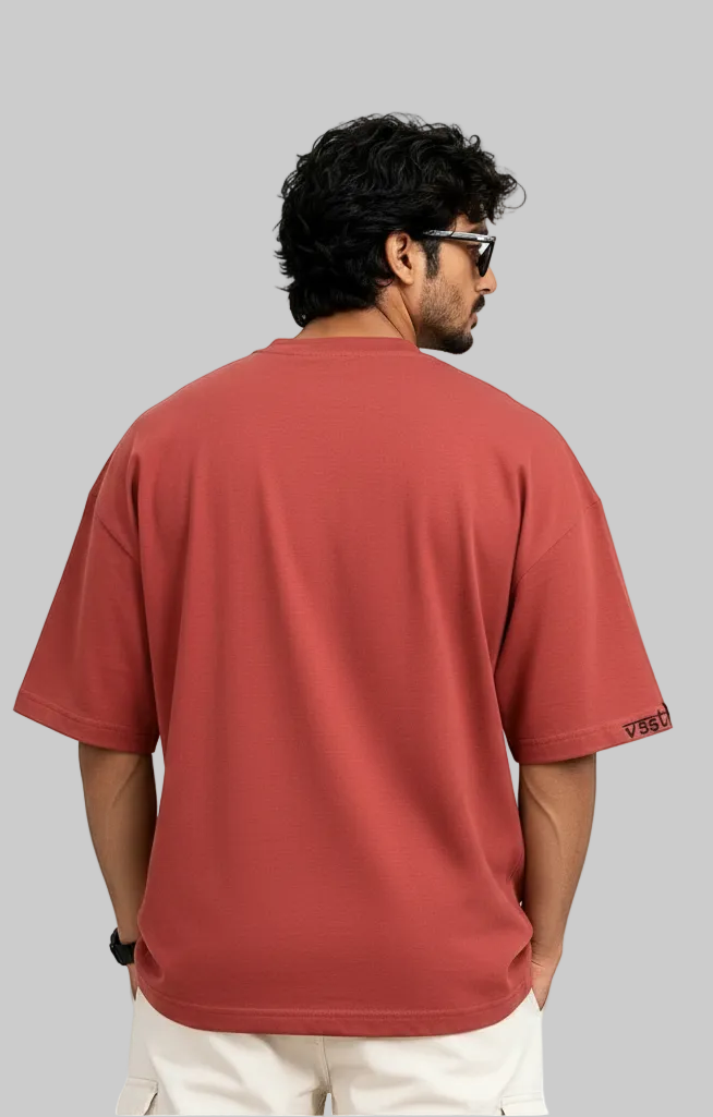 KISS ME Oversized T-Shirt - Dusty Red - Vasthr