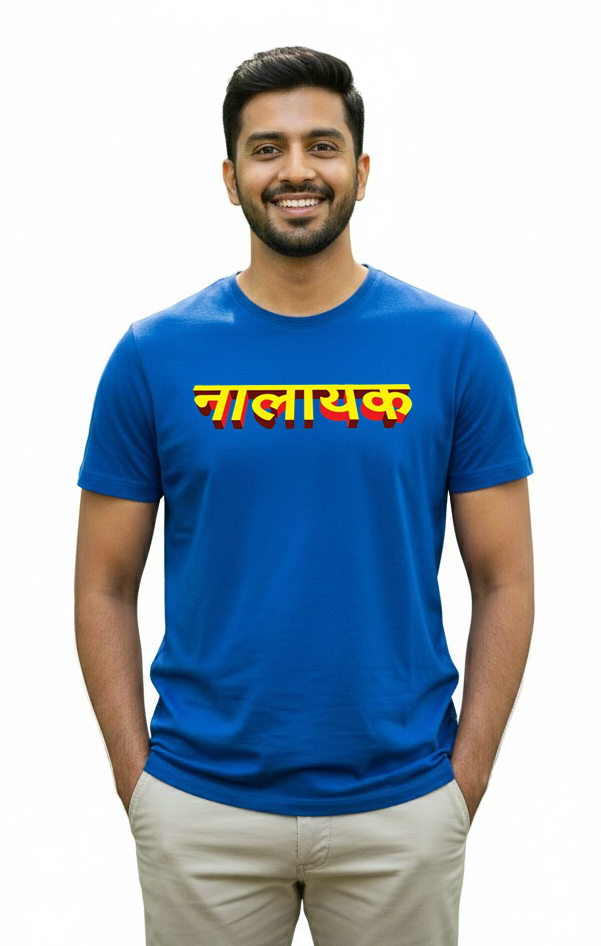 नालायक Hindi Typography T-Shirt for Men – Bold Desi Statement Wear by Vasthr