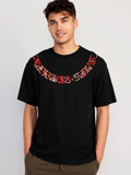 Abstract Neck Graphic T-Shirt for Men – Black Minimal Streetwear Tee  Premium Cotton | Modern Chain Typography Design | Regular Fit