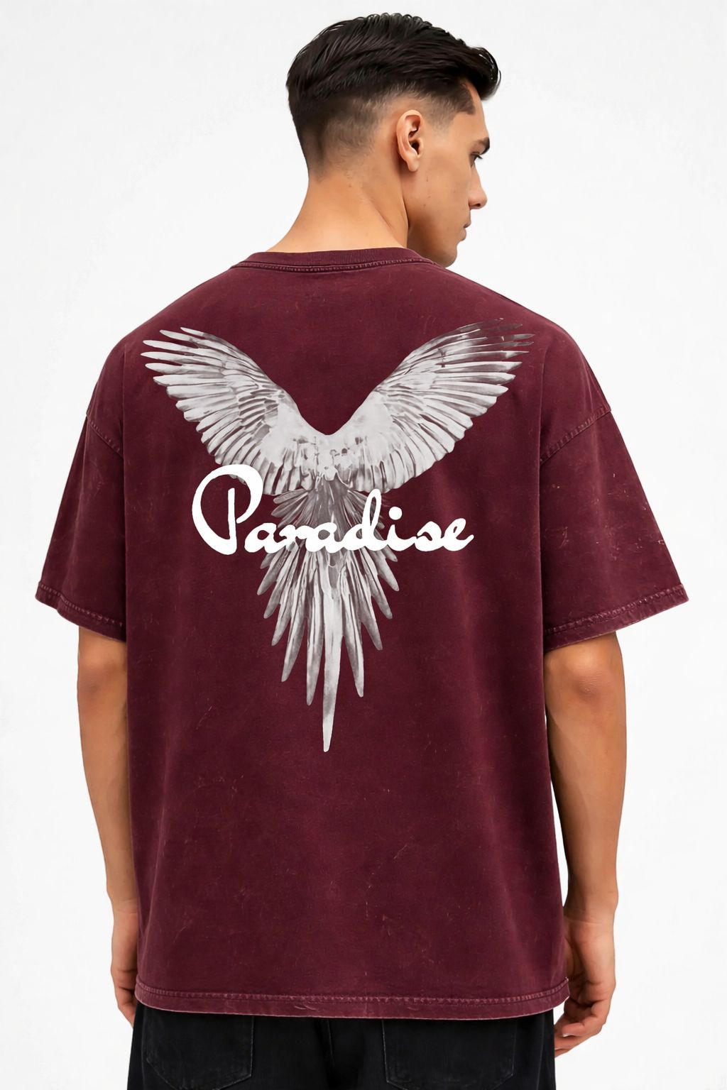 “Paradise Wings” Oversized T-Shirt – Maroon